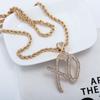 Estilo Europeo y Americano Moda de Pedrería Collar con Letra X0 Cadena para Suéter Nuevo Diseño Lujo Ligero Nicho Elegante Simple Colgante de Metal