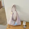 2026 Nuevo Estilo Coreano Casual Simple Rayas Nicho Estrella Bolsa de Lona Gran Capacidad de Moda Bolso de Hombro Cruzado
