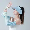 Protección Solar de Verano Sombrero de Sol Set de Máscara de Manga de Hielo para Mujer Montar al Aire Libre Sombrero de Sol Seda de Hielo Degradado Cuerno Manga de Hielo