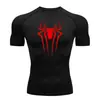 Teum Export Camiseta de Manga Corta de Compresión de Secado Rápido con Estampado de Araña para Hombre Y2K Capa Base para Correr Body para Entrenamiento de Fitness