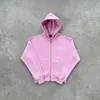 Cárdigan con Cremallera y Capucha de Terciopelo Gris Estampado Hip-Hop Callejero Americano de Alto Peso Saco de Traje de Marca de Moda para Hombre