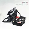 Bolsa de Maquiagem Grande Capacidade Kit Salão de Beleza Tatuagem Armazenamento de Cosméticos Divisória Multicamadas Tampa Estojo com Rodinhas para Cabelo