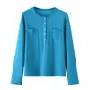 Artículo Caliente Transfronterizo de AliExpress Nuevo Primavera 2026 Camiseta de Manga Larga Suelta con Botones Cuello Pequeño Bolsillo para Mujer 5644801