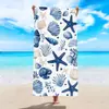 Toalla de playa de microfibra con diseño de conchas y estrellas de mar transfronteriza de Amazon, toalla de baño para natación al aire libre en la playa, absorbente, de secado rápido, portátil