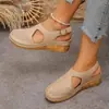 Sandalias Casuales de Punta Cerrada para Mujer, Estilo Europeo y Americano, Transpirables, Multicolor, Correa de Tobillo Ajustable, con Tacón de Cuña, Antideslizantes, Venta al por Mayor, Tallas Grandes