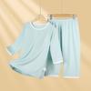 Pijama Infantil de Algodão Puro Verão Fina Manga Curta Pulôver para Meninos e Meninas Cor Sólida Algodão Roupa de Casa Conjunto Roupa Exterior