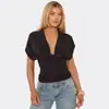 2026 Nuevo Producto Transfronterizo Top Sexy de Manga Larga con Cuello en V y Lunares Franceses para Mujer, Camiseta Básica Estampada de Moda Ajustada al Cuerpo al por Mayor