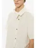 Camisa de Estilo Minimalista de Alta Gama con Tapeta Diagonal y Cuello Mao, Diseño Irregular, Camisa Unisex de Manga Corta Multiestilo