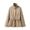 Comercio Exterior Transfronterizo Aliexpress Ins Europeo y Americano Chaqueta Parka Corta con Cintura Ajustable para Mujer
