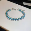 ¡Delicado y exquisito! Pulsera redonda de cuentas de cristal, estilo fresco de verano, joyería de diseño de nicho al por mayor