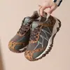 Zapatos de Padre de Suela Gruesa con Bloques de Color de Moda para Mujer 2026 Otoño Nuevo Malla con Estampado de Leopardo Transpirables Zapatos Deportivos Zapatos Casuales para Correr