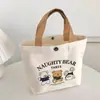 Bolsa de Lona Urso Bolsa de Mão Feminina Estudante Bolsa para Marmita Bolsa Simples Trabalhador de Escritório Bolsa de Almoço Bolsa de Almoço