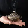 Quemador de Incienso Popular Transfronterizo Estilo Antiguo con Doble Asa, Exquisito Patrón de Dragón y Fénix, Quemador de Tres Patas, Quemador de Incienso de Sándalo para el Hogar, Adorno de Mesa