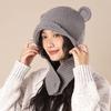 Chapéu Fofo de Urso Vermelho Angorá Feminino Estilo Coreano I Quente Proteção de Orelha Chapéu Outono e Inverno Tricotado Touca Envolvente para Cabeça Grande