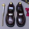 Sapatos Masculinos de Couro Genuíno com Solado Grosso, Aumento de Altura, Leves, Versáteis, de Couro Bovino Dupla Face, Casuais, Confortáveis, Slip-On