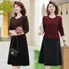 Dropshipping 2025 Primavera y Otoño Nuevo Estilo Parche de Mamá Falso Dos Piezas Vestido de Moda Adelgazante Elegante Casual