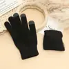 Luvas quentes de tricô para outono e inverno, cor sólida, luvas de toque para todos os dedos, luvas de lã fria para atividades ao ar livre, fabricantes, atacado