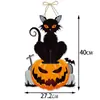 Placa de Madeira de Gato Engraçado para Halloween Transfronteiriça Estilo Americano Abóbora Gato Preto Decoração Atmosfera Festiva Artesanato