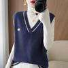Modal 2026 Outono e Inverno Novo Estilo Feminino Estilo Coreano Solto Gola V Curto Suéter de Malha Laranja