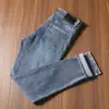 Estação Europeia Outono e Inverno Novo Tanino Vintage Lavado Cor Clara Jeans Masculino Slim-Fit Reta Stretch Calças Versáteis