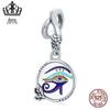 Evelle Original Egito-Twin Olhos Sterling Silver s925 Pingente Pulseira Colorido Caindo Óleo Olho Pingente Acessórios