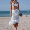 Europeo y Americano Transfronterizo Nuevo Playa Falda Loto de Tres Capas Biselada Vestido de Tirantes Bikini Moda Blusa Protector Solar