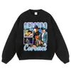 Sudadera con cuello redondo Sudadera con capucha transfronteriza Flor frita Algodón puro con capucha Holgada Talla grande Estilo Ins Estampado de cantante Ropa para hombre y mujer