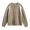 Suéter Retro Americano com Meio Zíper e Blocos de Cor para Homens, Malha com Textura de Pelo de Veado Sintético para Outono e Inverno