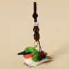 Chaveiro Pingente de Carro Escultura em Madeira Artesanal Beija-flor, Pingente de Pássaro Realista, Decoração Fofa para Mochila, Presente de Formatura para Colegas