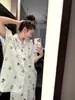Pijama Cartoon Anime Japonês para Mulheres, Cardigã de Verão, Shorts de Manga Curta, Roupas de Casa Estrela, Conjunto de Duas Peças