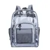 Em estoque, disponível para fornecimento transfronteiriço na Amazon: mochila de PVC transparente, mochila escolar de PVC, mochila estudantil de grande capacidade