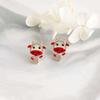 Pendientes de becerro Runxin con incrustaciones de diamantes para mujer, rojos festivos, con aceite vertido, del Año del Buey