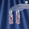 Pendientes de Moda Versátiles con Zirconia Púrpura Popular Transfronterizos Europeos y Americanos, Temperamento Elegante, Joyería Fina de Diamantes para Mujer, Venta Directa del Fabricante