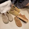 Nuevos zapatos de tacón alto para mujer 2026, mocasines de terciopelo con plataforma para otoño e invierno, botas de nieve con forro de algodón, zapatos estilo Birkenstock