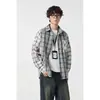 Camisa de Cuadros Retro Japonesa Sanhomme Primavera y Otoño Estilo Melard Camisa Cuadros Casual para Hombre 6062