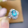 Anel de Topázio da Paraíba Pedra Principal 6*8mm Corpo Totalmente Reticulado Qualidade Fogo Super Prata 925 Seiko Cravação!