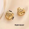 Pendientes de Clip Doble Cara Elegantes de Nuevo Estilo Transfronterizos Europeos y Americanos, Circón Liso con Forma de Corazón de 14 mm, Moda Tendencia Versátil Venta al por Mayor