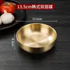 304 Aço Inoxidável Estilo Coreano Prato de Cozinha Tigela de Arroz de Camada Dupla Placa Dourada Panela Quente Churrasco Prato de Cozinha Simples