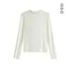 Camiseta Base Mousse Cashmere Gola Redonda Ombros Retos para Mulheres, Nova Camada Base Quente Outono e Inverno, Adequada para Usar por Baixo de Camisetas de Manga Longa para o Trabalho