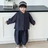Conjunto de Primavera e Outono para Meninos, Novo Conjunto de Duas Peças 2026 para Meninos Jovens, Jaqueta Casual Solta de Outono Estilo Japonês para Bebês Meninos, Moderno