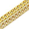 Pulsera de hip-hop europeo y americano para hombre con diamantes completos chapada en oro de 14 quilates, pulsera genial y dominante para motocicleta, suministro de fabricantes de joyería