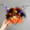Diadema de Halloween, Diadema Luminosa de Cuernos de Calabaza, Accesorios Divertidos para Fotos, Accesorios para el Cabello, Decoraciones para Vestidos Festivos