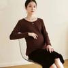 Ropa de Maternidad Personalizada Color Sólido Otoño e Invierno Moderna Cálida Blusa de Manga Larga para Mujeres Embarazadas Que Oculta el Vientre Sin Revelar el Embarazo