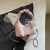Bolsa Transversal Elegante de Ombro Único com Laço Nova Estilosa da Primavera Bolsa Simples Tendência com Corrente Plissada para Mulheres