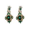 Pendientes de Aguja de Plata con Incrustaciones de Diamantes y Diseño de Esmeraldas Pendientes Europeos y Americanos Exagerados Elegantes de Moda de Lujo Ligero Venta al por Mayor de Pendientes para Mujeres