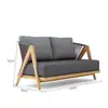 Sofá de Teca para Exterior, Pátio, Jardim de Villa ao Ar Livre, Conjunto de Mesa de Centro de Rattan Anticorrosivo, Móveis de Madeira Maciça para Lazer ao Ar Livre