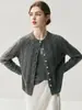 Cardigan luxuoso e elegante de cashmere branco para mulheres, gola redonda, botões de pérola, caimento solto, espessado, casaco suéter trançado