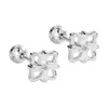 Aretes de tornillo de trébol de cuatro hojas incrustados con diamantes, tachuelas para cartílago de la oreja de estrella de cuatro puntas huecas, aretes delicados pequeños en forma de cruz y en forma de molino de viento