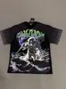 Comércio Exterior Transfronteiriço Atacado Nova Marca Tendência Estilo Americano Camiseta 280g de Manga Curta para Homens e Mulheres com Strass Estampado, Caimento Solto Manga Meia