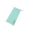 Bolsa de óculos em veludo verde menta com fecho de cordão, bolsa para óculos de sol resistente a arranhões com logotipo tecido personalizado